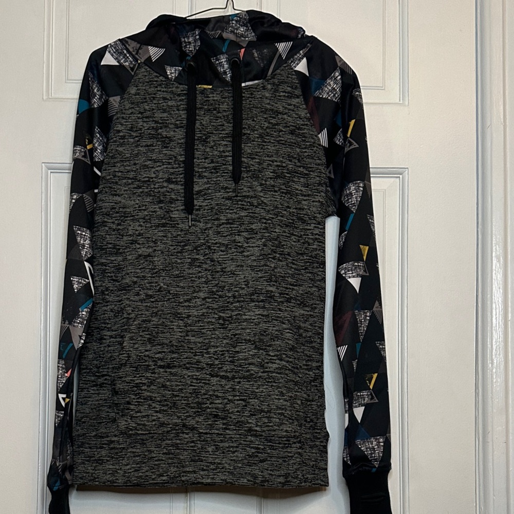 Empyre Black and Gray Patterned Cowl Neck Sweater